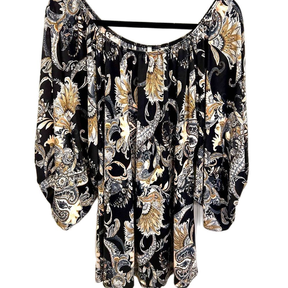 Black Paisley Print Tunic - Size Large